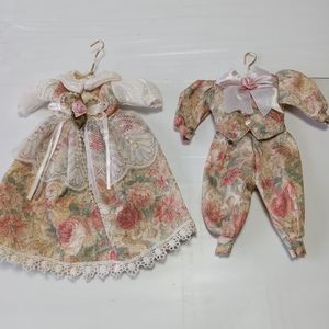 Victorian Cloth Dolls Set Vintage